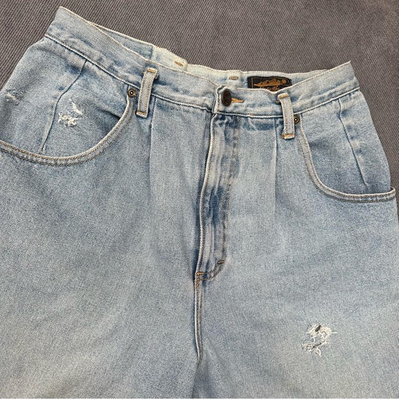 Vtg 90s Eddie Bauer long jean shorts denim 30” high waist - Picture 3 of 6